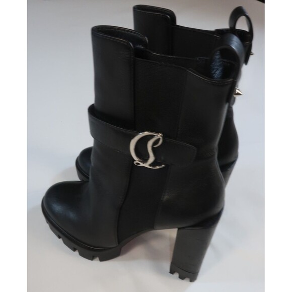 Christian Louboutin CL Chelsea Lug 100 Black Leather Ankle Boots Size 36 US 5 6 - Picture 11 of 15